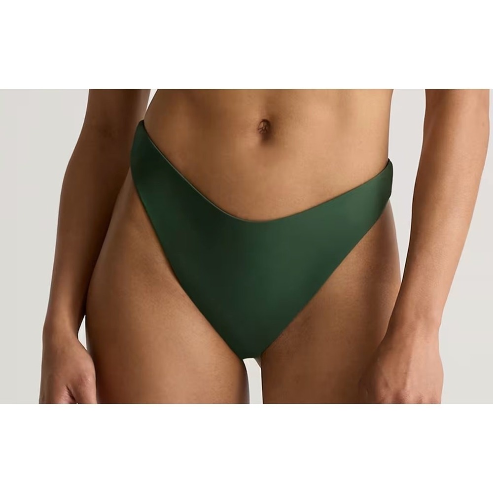 quince italian high-leg bikini bottom swimsuit palm green, women size small